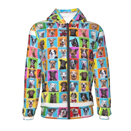 Cute Dogs Collage Kids Pullover Hoodies Boys Zip Up Sweatshirts Girls Athletic Clothes with Pocket2