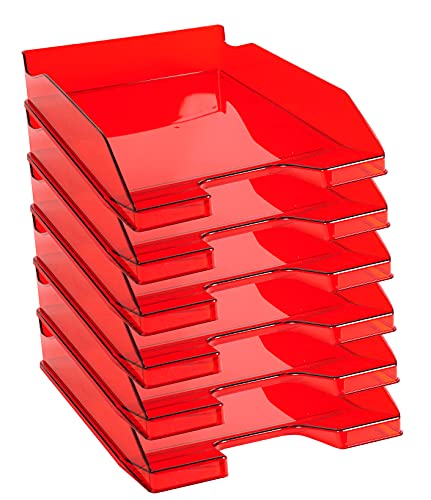 Exacompta 113224D 6er Pack Premium Briefablage Combo Midi DIN A4. Ideale Briefkörbe für Ihre Organisation. Robuste und stapelbare Ablagekörbe karminrot transluzent glossy Exacompta 113224D 6er Pack Premium Briefablage Combo Midi DIN A4. Ideale Briefkörbe für Ihre Organisation. Robuste und stapelbare Ablagekörbe karminrot transluzent glossy