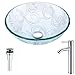 Tempered Glass Vessel Sink with Single Hole Single-Handle Faucet - Clear Floral - Vieno Series LSAZ065-041 - ANZZI