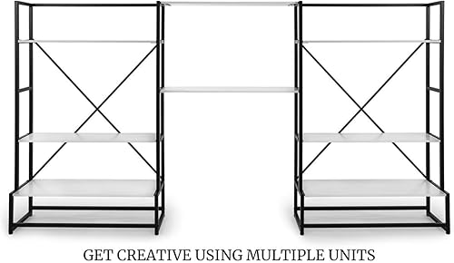 Miniatura 8 de Displays2go Estantería portátil con 4 niveles soporte de suelo madera de Paulownia - blanco SMPSU1SU