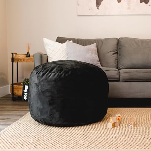 Image of Big Joe Fuf 2.5Ft Foam Kids Bean Bag Chair, Ages 3+, Black Plush | Premium Shredded Foam Filled, Plush, Safe for Kids Ages 3 and Up, Supports Up to 200 lbs