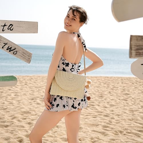 Image of LEVOTIER Woven Straw Crossbody Bags for Women - Handmade Casual Beach Purse