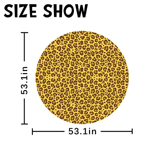 Gzbjmygs Leopard Skin Tablecloths Animal Theme Cheetah Print Round Table Covers Spotted Pattern Steamers Decorations For Kitchen Dining Room Birthday Party Supplies 53" #TOP1