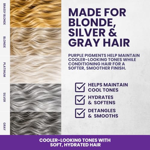 Image of KESMEDIK Tea Tree Purple Conditioner for Blonde, Silver & Gray Hair, Anti-Brass Toning & Brightening, Refreshes, Hydrates and Detangles Hair & Scalp, Sulfate-Free Botanical Formula, 16 Fl Oz