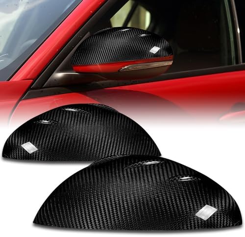 Black Real Carbon Fiber 2 Pieces Side Mirror Cover Cap Kit Compatible with 2017-2023 Alfa Romeo Giulia, 2018 2019 2020 2021 2022