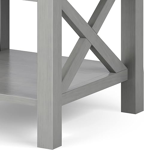Miniatura 9 de SIMPLIHOME Kitchener - Mesa auxiliar cuadrada contemporánea de madera maciza de 21 pulgadas de ancho, color gris niebla, para sala de estar y