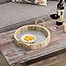 MyGift 12 Inch Round Paulownia Wood Decorative Tray with Rope Handles and Galvanized Metal Base, Large Ottoman Serving Tray for Living Room