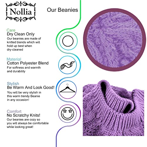 Image of Nollia Soft Knit Solid Color Beanie, Chic, and Lightweight Crochet Knitted Style Beanie Hat for Women, One Size Slouchy Hat
