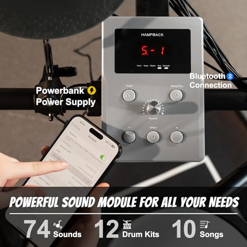 Hampback MK-0 PLUS Electric Drum Set With 4 Quite Mesh Electronic Drum Pads thumb #1