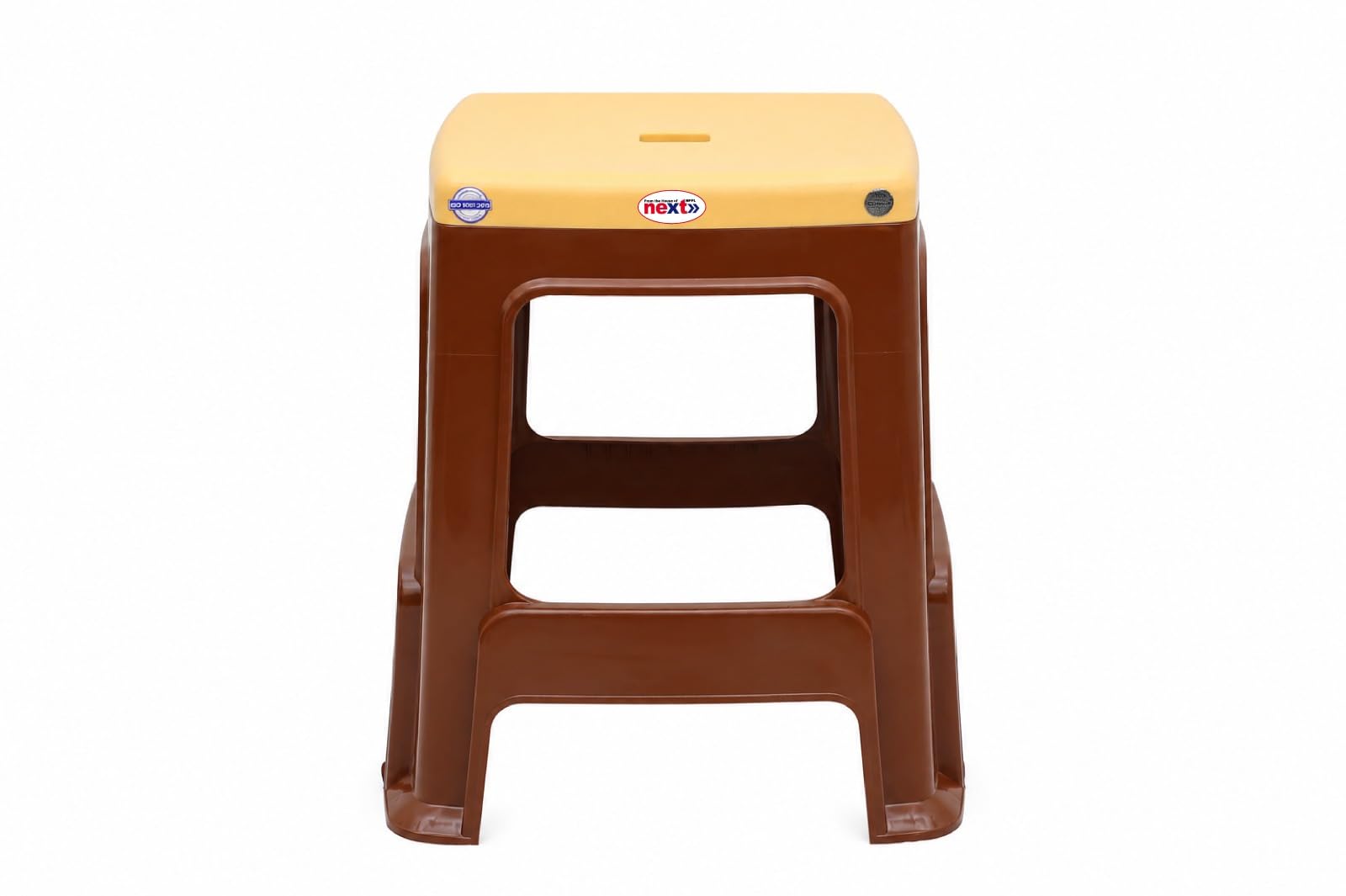 Next Java Plastic Stool for Home & Kitchen | Heavy Duty Virgin Plastic Multipurpose Stool | Strong & Durable Bathroom, Living Room & Outdoor Stool | Ivory & Brown-image-37