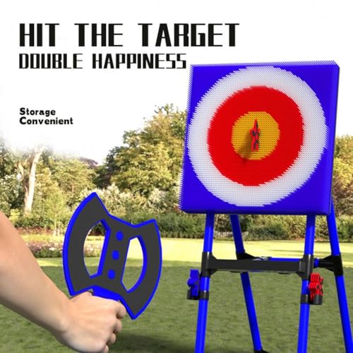 Throw Target Game Set, 2-in-1 Axe Throw & Lawn Dart Combo Hinterhof-Spiel Set für Innen- und Außenbereich mit 8 Langstreifen-Axt & 8 Sechs-Sterne-Dart für Familienkinder Erwachsene – Bild 5