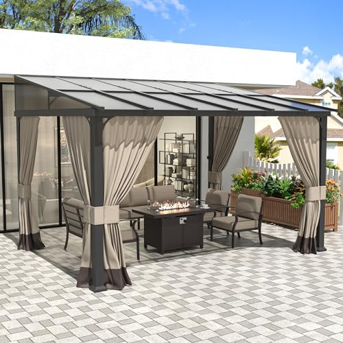 Delnavik 10x12FT Outdoor Lean to Gazebo, Patio Hardtop