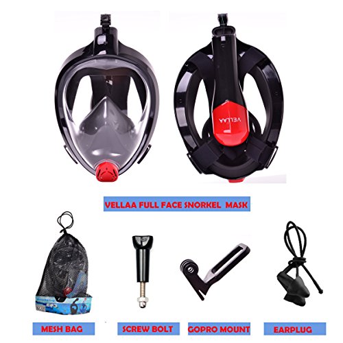 VELLAA Maschera da Snorkeling con 180 Gradi
