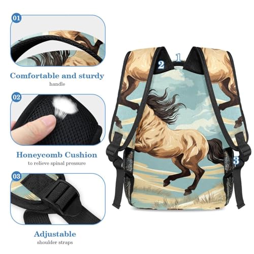 Sac à dos cheval avec trousse à crayons ensemble cartable étudiants multicolore - 4