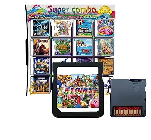 510 in 1 DS Game, Super Combo Game Cartridge Contains 510 3ds Games, Retro Game Pack Card Suitable for NDS, NDSi, 3DS, New, DS, 2D