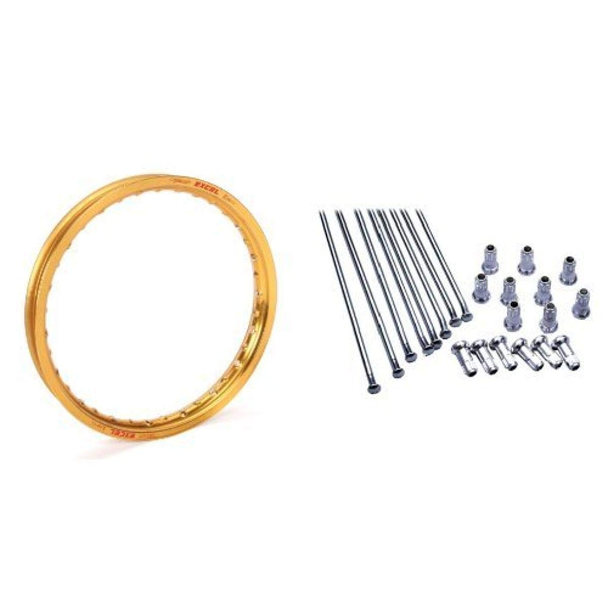 Excel BCG405 Gold 14" x 1.60" 32 Hole Takasago Rim and Excel XS0-11147 Rear Wheel Spoke Set Bundle