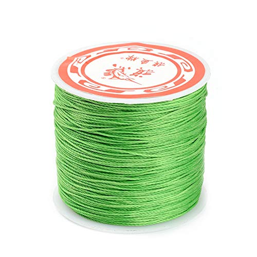 Cheriswelry 76 Yards Round Waxed Polyester Cords Threads 0.6mm Beading String Rope with Spool for DIY Jewellery Macrame Making, LimeGreen