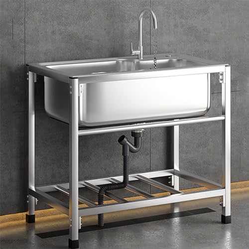 Évier de jardin extérieur avec étagères de rangement autonome pour cuve de lavage