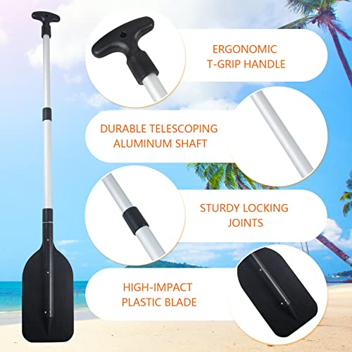 Veithi Boat Paddle Telescoping Collapsible Oar For Boat Anti Slip Aluminum Plastic Canoe Paddles 2 Pack Small Tubing Floats Oars Row And Safety Boat Accessories For Kids And Adults(Black) #TOP5