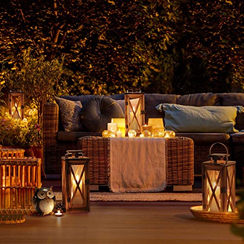 Xrkite Wooden Candle Lantern Decorative, Patio Decor With Stainless Top And Glass, Hurricane Lantern Holder Decor For Indoor Outdoor, Home, Garden, Wedding #TOP3