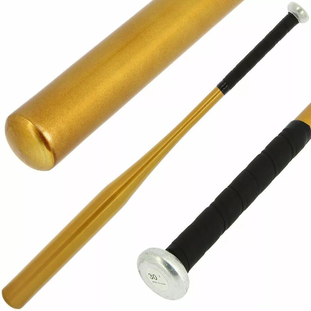 Aluminium Baseball Bat Rounders Lightweight Metal with Non-Slip Grip Handle Full Size Durable for Adults and Youth Playground 28" 30" & 32" Gold Silver and Black (1, 30" Gold)