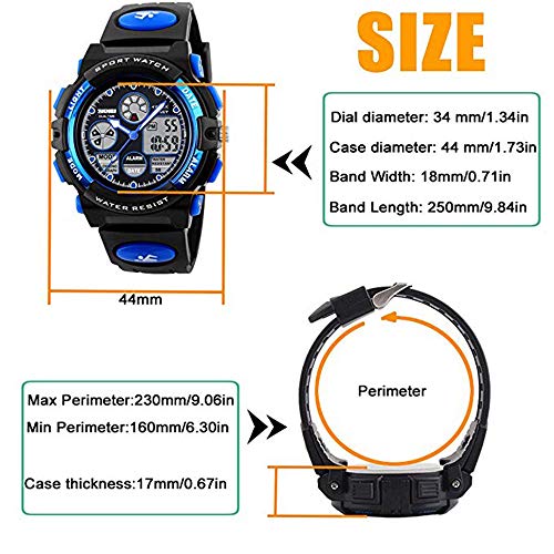 Image of Dayllon Boys Watch,Kids Watch for 5-15 Year Old Boys,Digital Sport Outdoor Multi Function Waterproof with LED Alarm Calendar Analog Watch for Kids Gifts