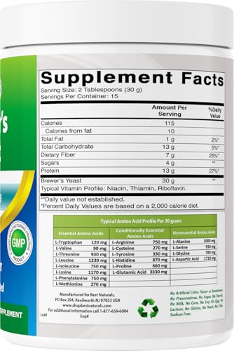 Best Naturals 2 Pack 100% Pure Brewers Yeast Powder - 16 oz - Supports for Increased Breast Milk Supply During Breastfeeding, Lactation, Digestive Health