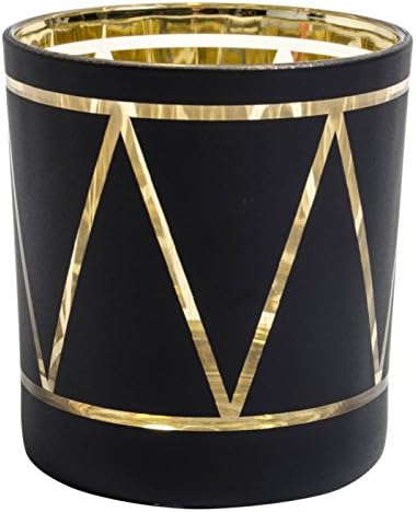 Lagerhaus Glass Tea Light Lantern with Black and Gold Decoration.