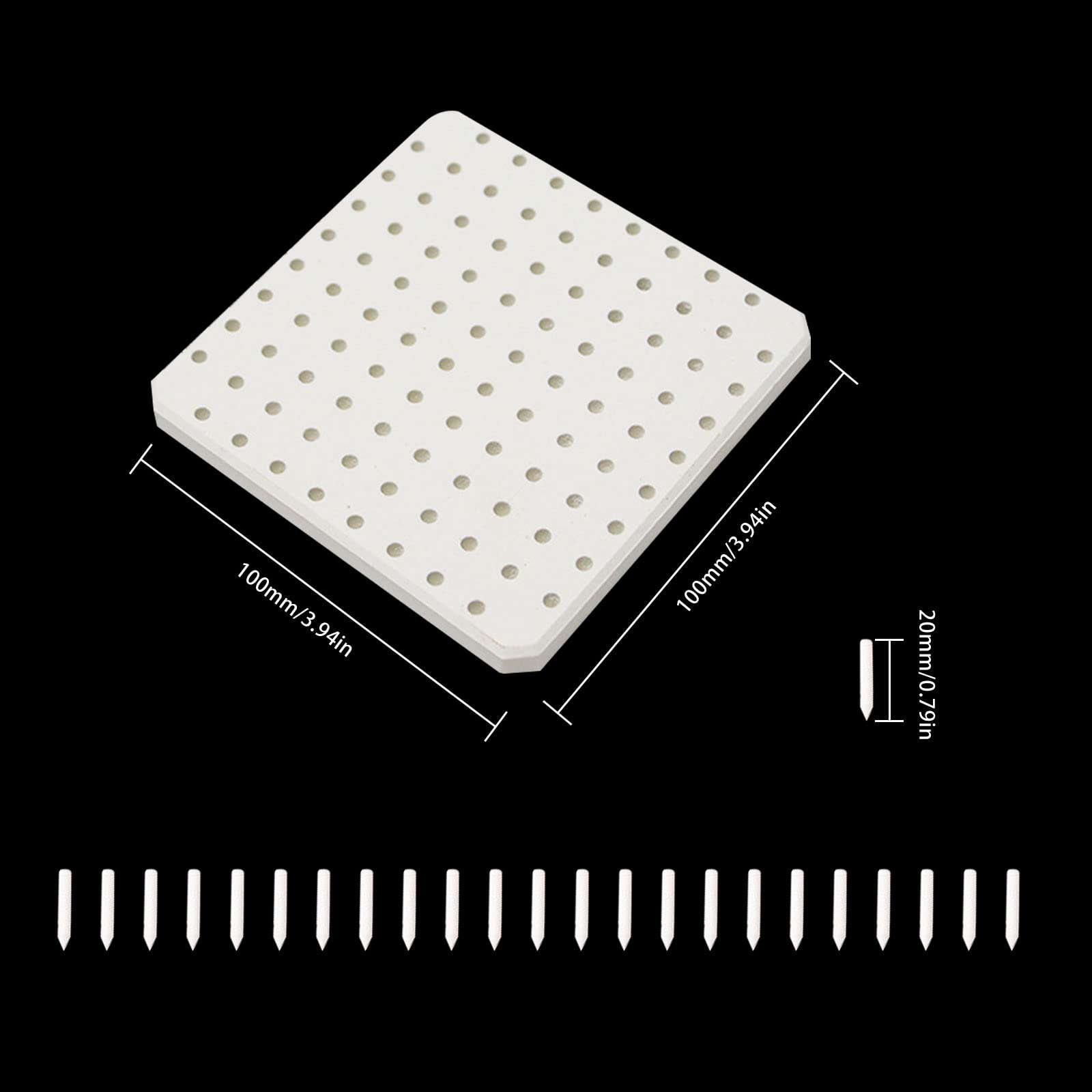 Ceramic Refractory Pad with 96 Point Nails Kiln, Kiln Stilt Support Nail Pottery Kiln Ceramic Refractory Support Pad Pottery Firing Mat High Temperature Resistant Clay Accessories for Ceramic Hobbyist