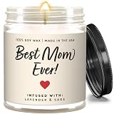Best Mom Ever Mothers Day Candle – Gift for Mom from Daughter Son Kids Husband, 9oz Hand Poured Soy Wax, 50 Hour Burn, Lavender & Sage Scented, Mother's Day Candle Gifts Birthday Present