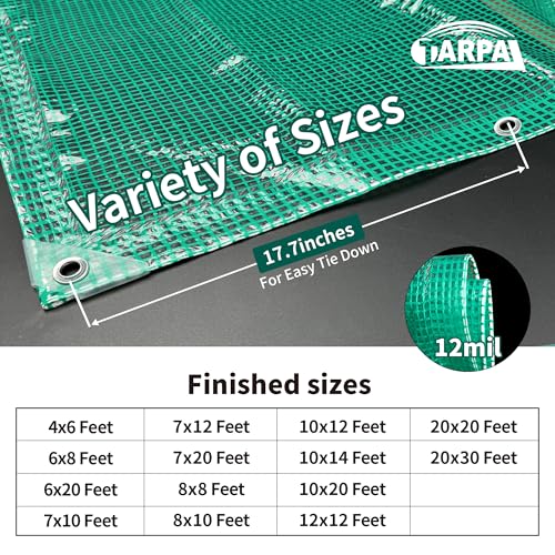Image of TARPAL 7'x10' Clear Green Tarp Heavy Duty Waterproof 12mil with Grommets