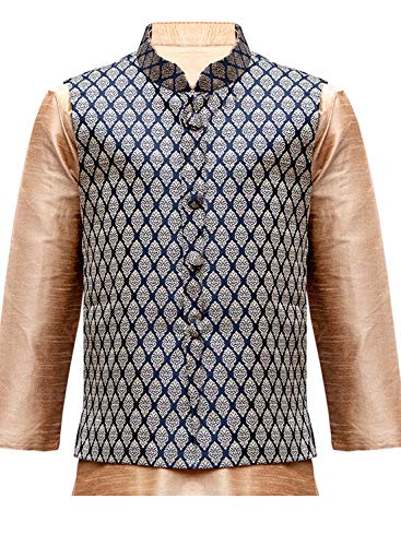 Image of JBN Creation Boys' Silk Blend Nehru Jacket || Banarasi Brocade Woven Jacquard Modi /Nehru Jacket || Ethnic Wear for Festivals, Weddings