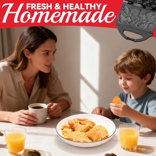 Image of SugarWhisk Dinosaur Mini Waffle Maker for Kids, Mini Pancake Maker Machine for Halloween, 8 Different Shaped Dinos in Minutes, Electric Non-Stick Waffle Iron, Graphite