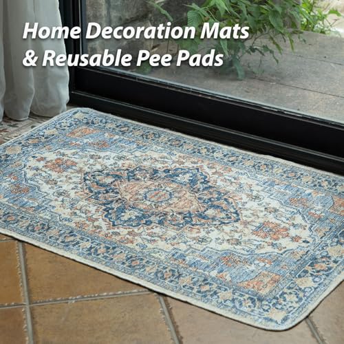 nunubaby Washable Pee Pads for Dogs, Stylish, Non-Slip and Leak-Proof Pee Pads. Reusable Potty Pads for Dogs for Crates and Floors.(Beige/Multi, 24" x36" ) - Image 3