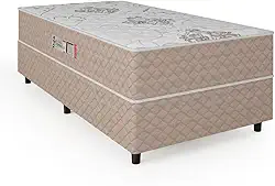 Cama Box Solteiro Conjugada Ortopédico Alpha Espuma 88x188x52cm Bege/Branco Hellen