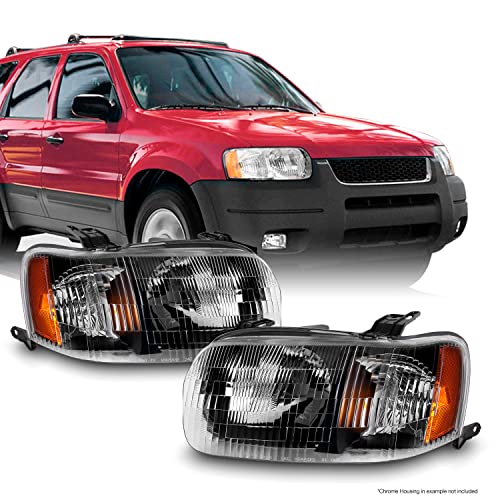 AKKON - For 2001 2002 2003 2004 Ford Escape OE Style Black Housing Headlight Assembly