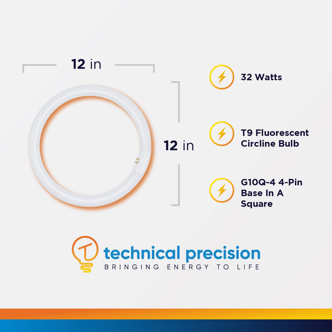 Technical Precision 12 Inch Round Tube Light Bulb Replacement for Light Bulb/Lamp FC12T9 / Cool White FC12T9 32W Light Bulb with G10Q-4 4 Pin Base - 4100K Circline Fluorescent Bulb - 1 Pack