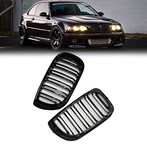 Parrillas de coche premium para BMW Serie 3 E46 02-05 con acabado negro espejo