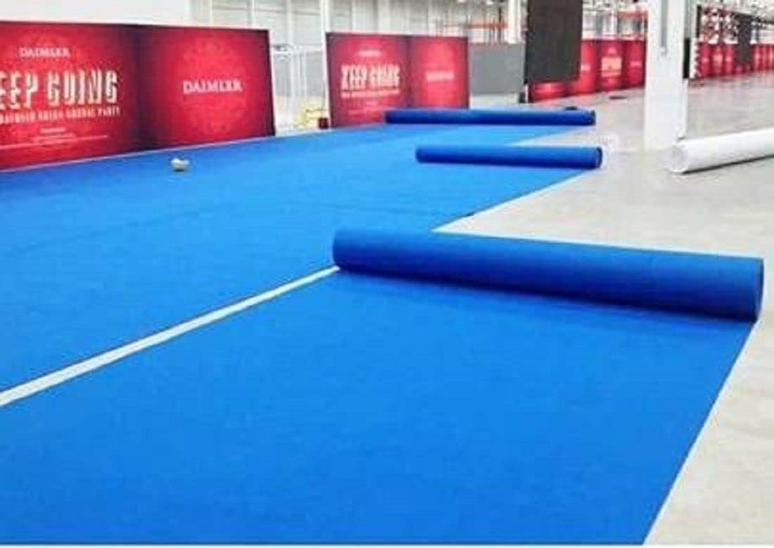 ZARACARPETS; 'can change the floor Has Launched Non Woven Wedding Carpets, Carpets for Church Aisle,Carpet for Marriage Hall, Events, Exhibitions,Functions and Gallaries Size 10x80 feet(6 MM) Color Blue