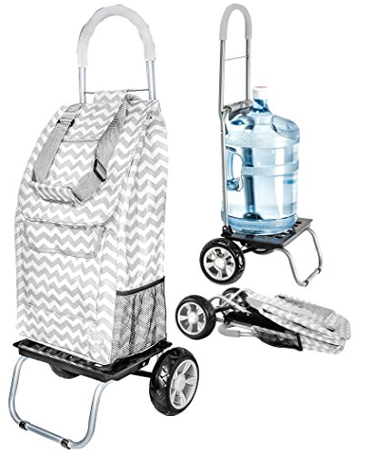 Image of dbest products Trolley Dolly Shopping Grocery Foldable Cart Storage Mom, Grey Chevron