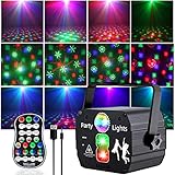 Drehbares Discokugel, RGB LED Party Licht mit Fernbedienung und USB Kabel, Sprachsteuertes Bühnenlicht, Discolicht mit mehreren Mustern für Partys Geburtstags Halloween Feiertags