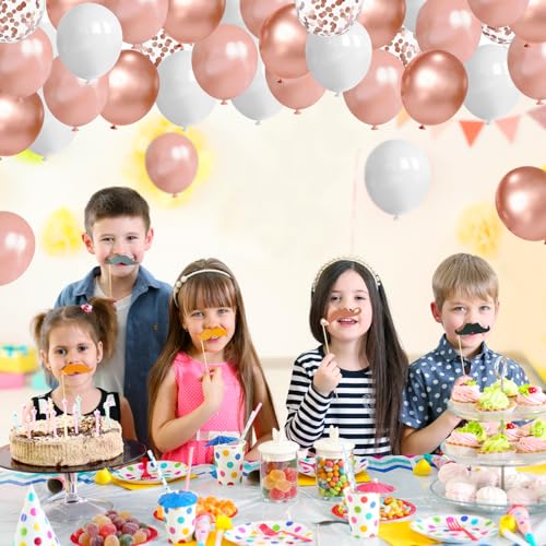 Image of Rose Gold Balloons 50 PCS Metallic Rose Gold Balloons 12 Inch Rose Gold Confetti Balloons for Anniversary Wedding Engagement Bridal Shower Bachelorette Party Decorations