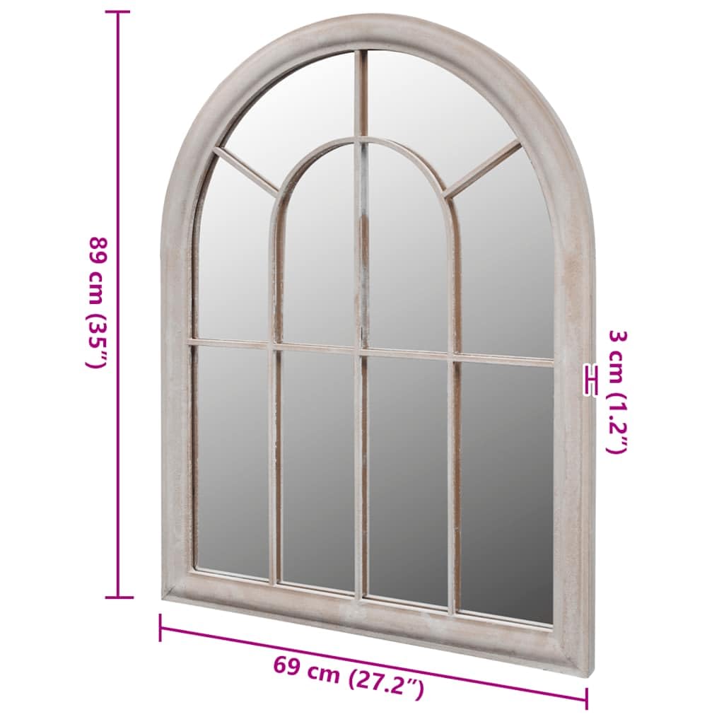 Espejo de pared rústico para jardín, terraza y salón, 69 x 89 cm, color blanco envejecido