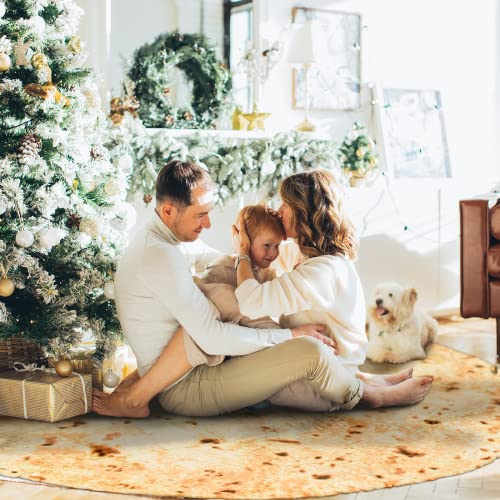 Image of Bnuitland 80 Inches Tortilla Burritos Pattern Blanket for Bed Sofa, 300 GSM Double Sided Funny Giant Flour Novelty Realistic Taco Food Blanket, Super Soft Flannel for Your Family