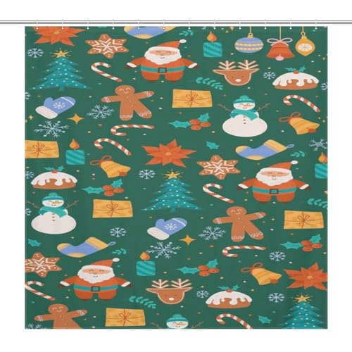 Rideau de douche de Noël en polyester lavable 183x183 cm - 7