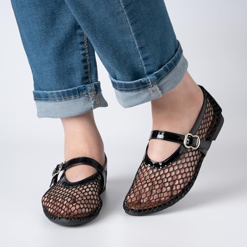Women's Ballet Flats Shoes for Women Mesh Mary Jane Flats Fishnet Comfortable Dressy Netted Ballet Flats4