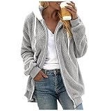 AODONG Hoodies for Women Furry Fleece Winter Coat Faux Fur Jackets with Hood Fuzzy Full Zip Hooded S