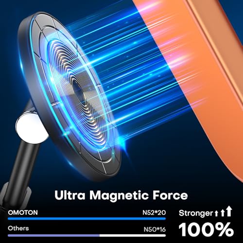 OMOTON MS05 [Height Adjustable] 360° Rotating Magnetic Phone Stand, Black | Foldable Cell Phone Stand for Desk, Office Desk Accessories Gift for iPhone Duo18/17/16 Pro Max Air for PC Gaming Women Men - image 2
