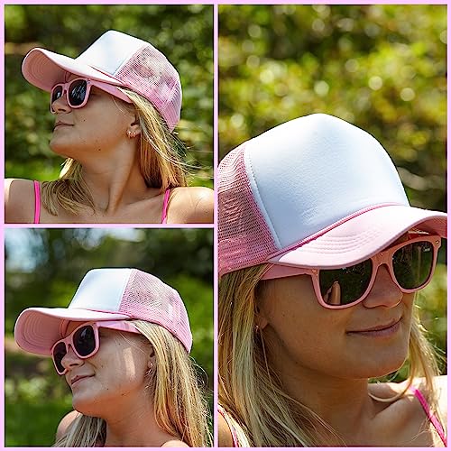 Image of Funky Junque Foam Trucker Hat, Trucker Hats for Women & Men - Blank Adjustable Snapback Mesh Back Baseball Cap