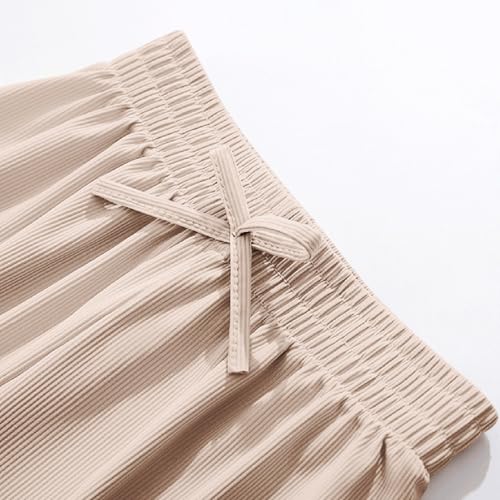 Girl's Palazzo Pants Tween Girls Summer Baggy Wide Leg Flowy Pants Casual Drawstring Lightweight Ice Silk Sweatpants3